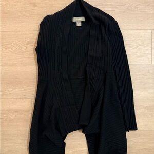 Ply Cashmere Black Ribbed Cardigan